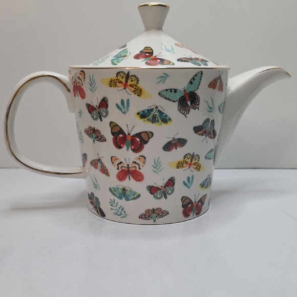 Chelsea Bistro Butterfly Patterned Teapot with Gold...